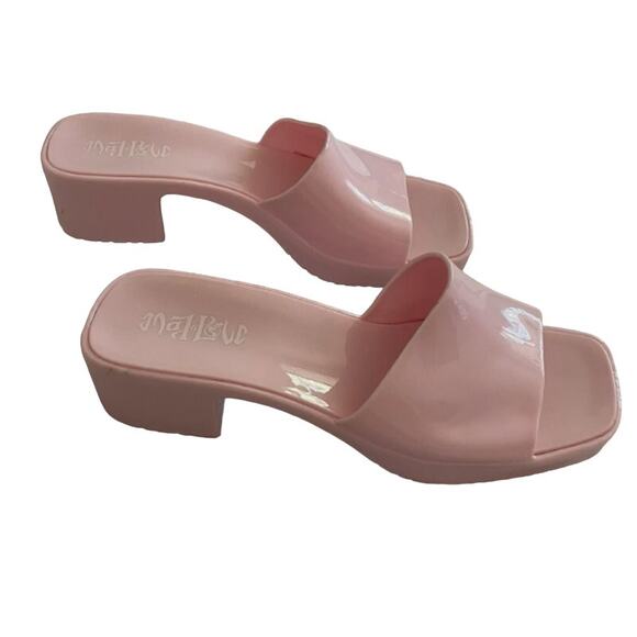 Mad Love Sandals Womens 10 Vinyl Glossy Mod Retro Chic Pink Barbie Barbiecore - Picture 1 of 6